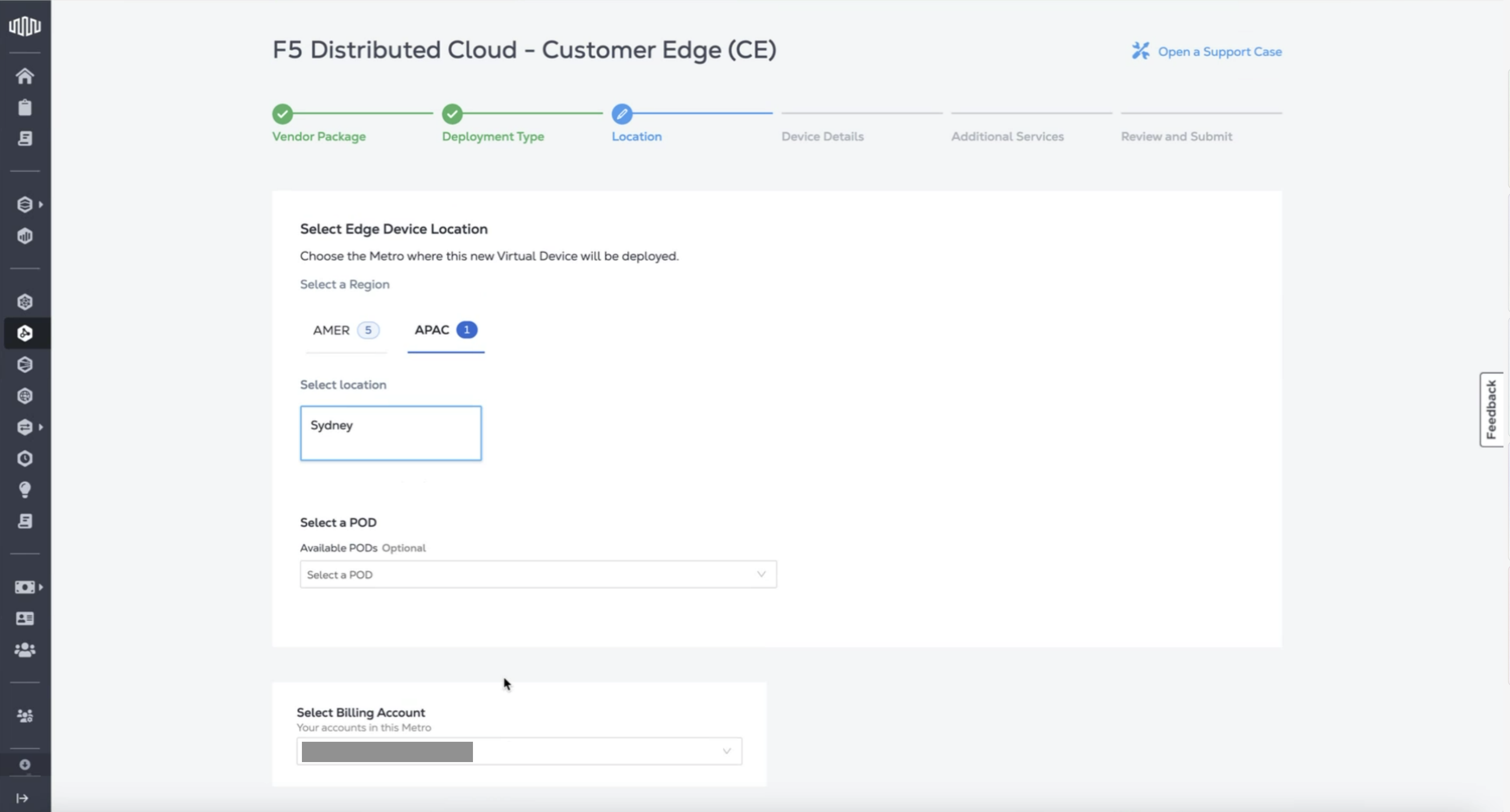 Figure: Select Billing Account