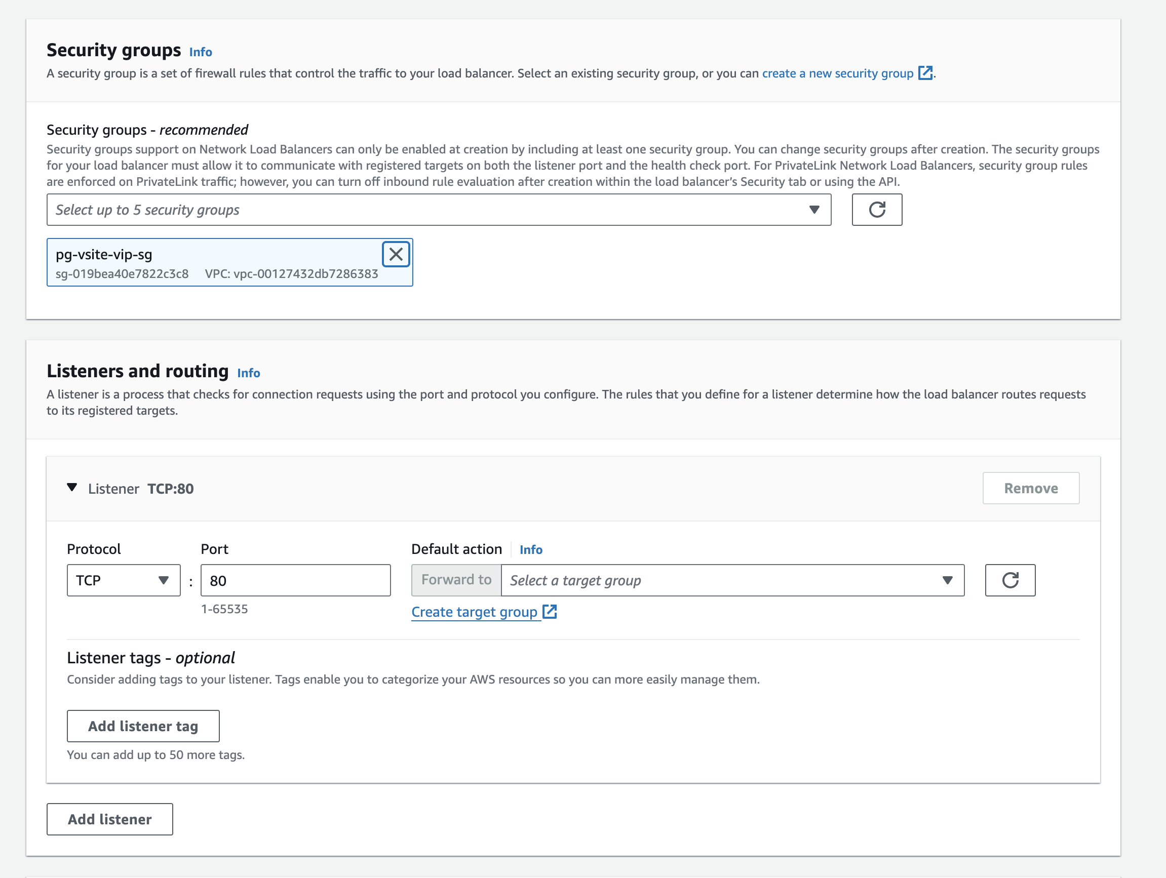 Figure: AWS NLB Security Group