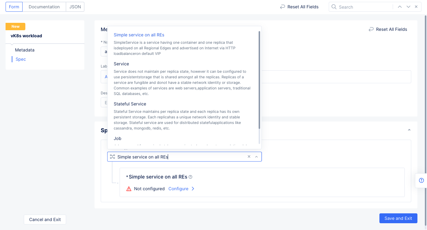 Figure: Workload Service Options