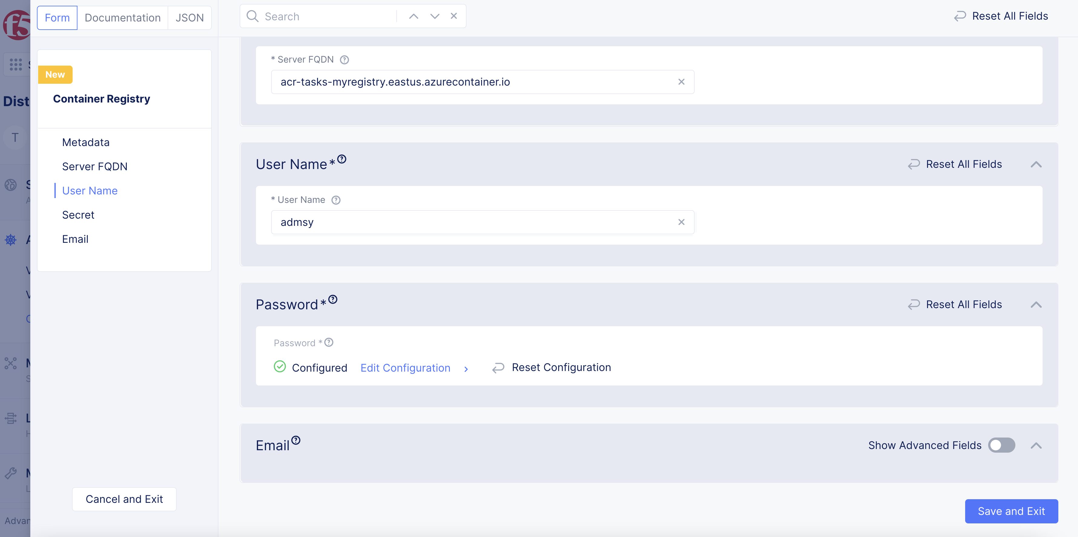 Figure: Container Registry Created